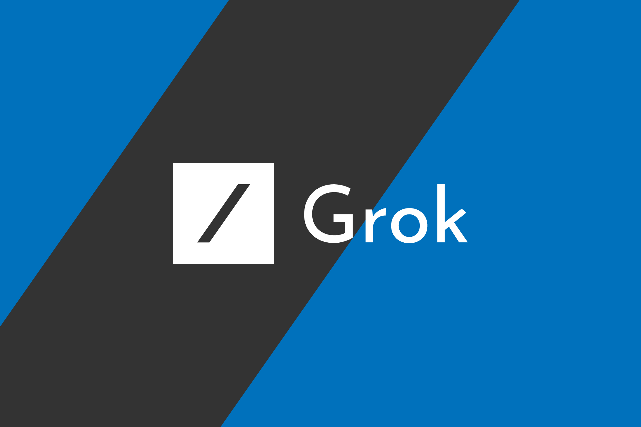 Logo de Grok de SpaceXAI sobre un fondo tecnológico para ilustrar la alianza con la distro Linux Omarchy